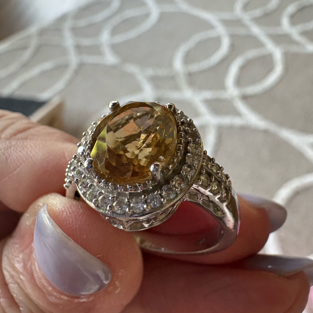 Brazilian Citrine & White Zircon Ring - Picture 3 of 11